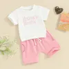 Kleidungssets Kleinkind Baby Mädchen Sommerkleidung Sweatsuit Daddys D.h. Mamas Shorts Ärmel T-Shirt Tops und Set