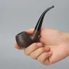 Pipe à tabac en ébène avec 10 types d'ustensiles de nettoyage, filtre de 9mm, tuyau en bois noir, poignée incurvée, bouche en acrylique 240104