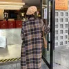 Fur Woolen Coat Midi Length Over The Knee New for Women 2022 Autumn Winter Loose Plaid Coats