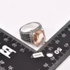 Кольцо из стерлингового серебра 925 пробы с огромным морганитом и разноцветными белыми кристаллами циркона для женщин и мужчин, размер 6, 7, 8, 9, 10, 11 F1512284W