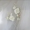 Slbridal ręcznie robiony w stylu INS Ceramiczny kwiat Perły Perły Bridal Hair Pin