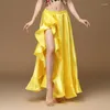 Stage Wear 2024 Belly Dancing Side Pull Long Satin Jupe Lady Dance Jupes Femmes Sexy Oriental Professionnel