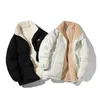 Men Two Sides Lambswool Winter Puffer Jacket Oversized Vintage Bubble Coat Warm Outwear Fur Parkas 240104