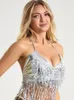 Stage Wear Paillettes Femme Costume Arabe Danse Gilet Jazz Couleur Unie Gypsy Urbain Latin Gland Femmes Adulte Classique Rue Flamenco Tops