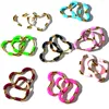 Brincos de argola moda cor listras banhado a ouro aço inoxidável amor coração joias acessórios para mulheres 2024