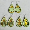 Dingle örhängen St Patrick's Day 2024 Cutout Leather Clover Gold Color Glitter Teardrop Shamrock Beer Mug Faux Earring