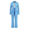 Dames tweedelige broek Dames Office Wear Set Jas Pak Gestreepte revers Zakelijk met lange mouwen Hoge taille Breed voor