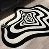 Creative Living Room Carpet Black and White Striped Home Decoration Bedroom Rug Fluffy Plush Children's Play Mat Custom Size 240103