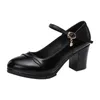 Chaussures habillées petite taille 32-43 talons de bloc peu profonds Mary Janes en cuir souple 2024 printemps pompes à plate-forme pour femmes pour bureau maman danse