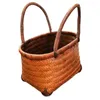 Shopping Bags Vintage Chinese Bamboo Handheld Vegetable Basket Hand-Woven