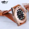 Montres-bracelets Heimdallr Bronze Montre de plongée Hommes Automatique 3C Cadran lumineux Sapphire Crystal Bezel avec motif mécanique 300m d'eau