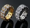 Hiphop Men039s Rings With Side Stones Double Rows of Tiny Ring Large CZ Stone Party Rings Size 7119366016