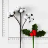 Dekorativa blommor Diy Flower Arrangement Artificial virkad jul Santa Claus Sticked Pinecone Red Berry For Year Decor