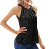 Damenblusen, Club-Bluse, Pailletten-Neckholder, schulterfreies Tank-Top für Frauen, glänzende Partykleidung mit weichem, atmungsaktivem Stoff