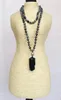 Halsband YA2253 Natural Black Tourmaline Pendant 6mm Snowflake Obsidian Pyrite Pärlor Knutpärlor Handgjorda halsband 30 tum lång