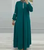 Ubranie etniczne muzułmańska sukienka moda Dubai Abaya Islamskie sukienki na solidny kolor o szyja swobodny kaftan marocain kabaya z