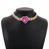 Collar de cena de amor romántico y dulce, cadena de garra de lujo ligera, cadena para el cuello elegante con diamantes completos