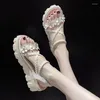 Sandals Women's Sands 2024 Korean Style Raise The Bottom Flats Non-Slip Wear-Resistant Platform All-Matching Student