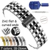 Flat and Curved End Watch Band 18 19 20 21 22mm 24mm 26mm Rostfritt stål Remfjäril Spännar Byte handledsarmband 240104