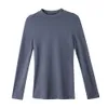 Kvinnors kläddesigner Kläder Kvinnor Autumn New Women's Long-Sleeve T-shirt Kvinnors solida färg Halv Hög krage Modal Bottom Shirt