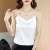 T-Shirt Summer Silk Women Tops Camis Korean Satin Tank Top Fashion Lady VNeck Camisole Sexy Female Sleeveless Solid Vest Blouse M4XL