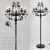 Vintage 5 Lights Crystal Floor Lamp Black Floor Stand Light Fixture Cristal Lustre de cristal Candelabra Standing Lamp Centerpiece Home Lighting