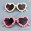 INS Girls flowers sunglasses kids love hearts frame Uv 400 beach eyewear kid's sunblock children princess adumbral S0372