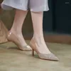 Scarpe eleganti 2024 di alta qualità per le donne Décolleté con un pedale Tacchi a punta da donna alla moda