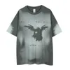 High Street Fashion T-shirt Kleine halslijn Tie-dye Persoonlijkheid Zware oversized ronde hals Korte mouw