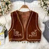 Retro vest female Bohemian seaside holiday embroidered tassel cardigan coat