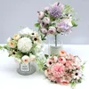 Flores decorativas flores artificiais casamento falso diy artesanato buquê de noiva mesa para casa decoração de sala de estar