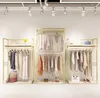 Hangers Clothing Store Display Racks Floor-standing Women's Nano Gold Shelves Double-layer High Cabinets Hanging