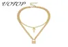 Pendant Necklaces UOTOP Gold Silver Color Choker Necklace Collier Women Layered Chunky Chain Key Lock Collares De Moda 20215723869