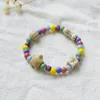 Strand INS Style Colorful Ceramic Beaded Cute Bone Star Round Shape Bead Handmade Bracelets Couple Jewelry Gift