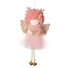 Decoraciones navideñas para niña, colgante de muñeca con cuerno de ciervo, vestido de hilo, árbol de Ángel, decoración navideña de felpa, regalos de año