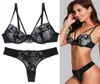 Women039S Thong Sexy Underwear Set Black Bra Women Lingerie Set Lace Embroidery Push Up Bra and Panties Set deepv Gather 21039027861