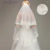 Bridal Veils MisShow Voile Mariage White Ivory Wedding Veil With Comb 1.5M Short Two Layers Appliqued Edge Accessories