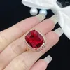 Clusterringen WPB Premium Dames Imitatie Ruby Ring Geometrisch Zirkoon Vrouwelijk Luxe Sieraden Helder Ontwerp Meisje Cadeau Dame Feest Banket