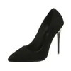 Super Hoge Stiletto Hakken Pompen Vrouwen Kantoor Flock Puntschoen Dunne Hak Party Schoenen Vrouw Plus Grote Maat 44 45 zapatos mujer 240103