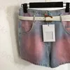 Iridescent Belt Denim Shorts Women Fashion Sexy Irregular High Waisted Skirts Designer Zipper Half Skirt