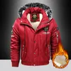 Inverno masculino quente com capuz jaqueta de pele gola jaqueta casaco de lã forrado casaco moda casual jaquetas superiores para homem 240103