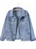 Damenjacken Frühlings-Outwear-Jeansmantel Solide Baumwolljacke mit Umlegekragen für Frauen in Übergröße S-3XL 240103