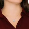 925 Sterling Silver Zircon Clover Necklace Wedding Pendant Valentine's Day Gift With Apple Box Women's Jewelry används som hennes gåva 240104
