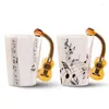 Tasses 2X Creative Nouveauté Poignée De Guitare Tasse En Céramique Spectre Libre Café Lait Thé Tasse Unique Instrument De Musique Cadeau