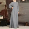 Ethnische Kleidung Ramadan Abaya Steuerprodukte Türkei Kleid Einfarbig Langarm O-Ausschnitt Muslimische Kleider Lässiger Kaftan Saudi-Arabien Abend