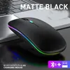 Ratos Bluetooth sem fio recarregáveis com receptor 2.4G 7 cores LED Backlight Silent Mice USB Optical Office Gaming Mouse para computador desktop laptop PC jogo novo