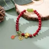 Braccialetti con ciondoli Zodiaco fortunato Drago color oro per le donne Creativo con perline rosse Hollow Parole di fortuna Bracciale Ricchezza Gioielli di buona fortuna