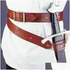 Masques de fête Porte-épée de la Renaissance médiévale Pu Ceinture Taille Gaine Adt Hommes Larp Guerrier Pirate Chevalier Cosplay Boucle En Cuir Drop Del Dhxl7