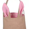 Cute Cotton And Linen Easter Bunny Ears Basket Bag For Easter Gift Packing Easter Handbag For Child Fine Festival Gift