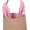 Joli panier en coton et lin avec oreilles de lapin de pâques, sac pour emballage de cadeau de pâques, sac à main de pâques pour enfant, cadeau de Festival fin